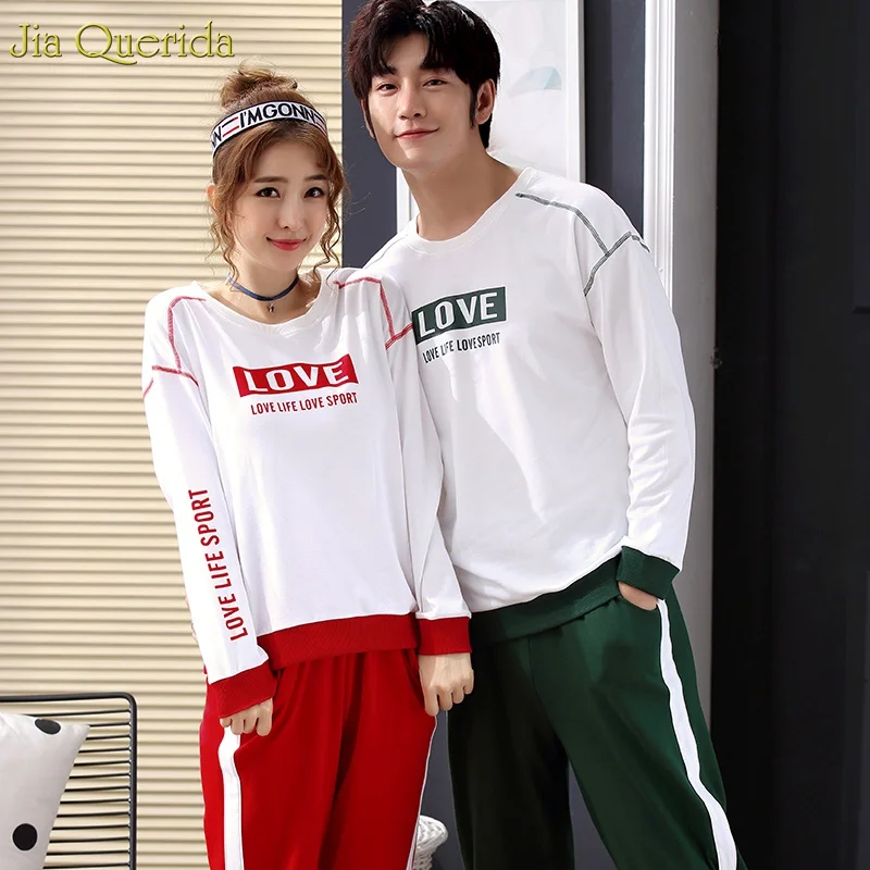 Комплект пижамы 100% хлопок Для мужчин и женщин Ночная одежда спортивные Стиль