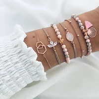modyle bohemian tassel beads charm bracelets set for women girls fashion pineapple heart geometric bracelet jewelry