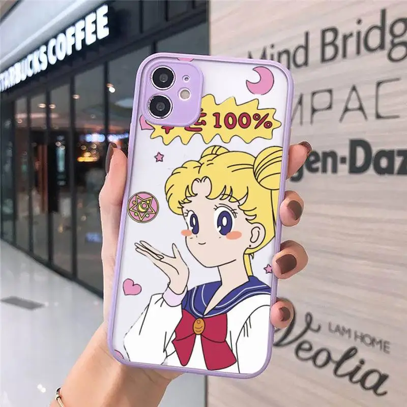 

Sailor Moon Cartoon girl Phone Cases Matte For iPhone 12 Mini 11 Pro XR XS Max 7 8 Plus X Hard PC Back Cover