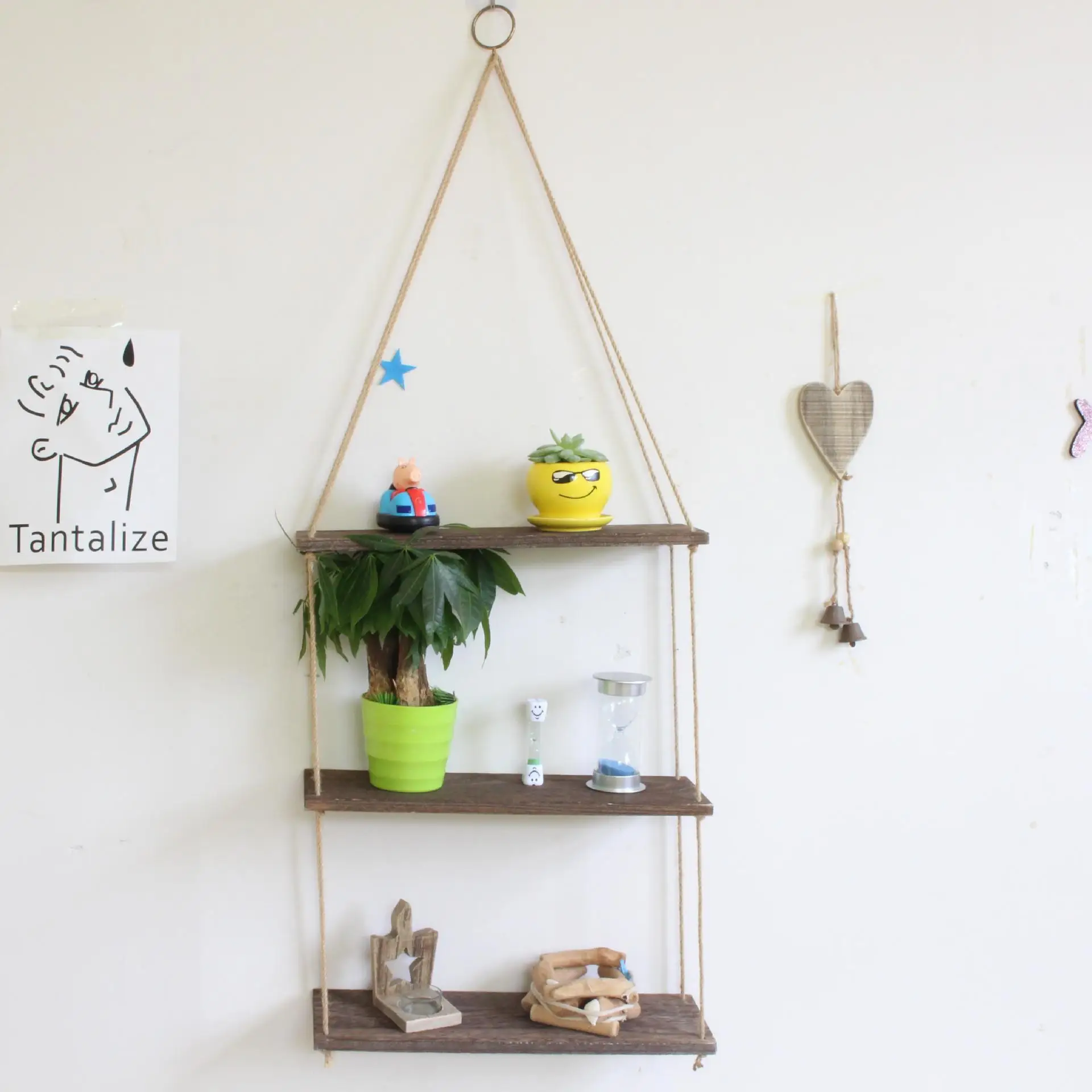 

Swing Shelf Home Wall Hanging Decor Decorative Shelf Wooden Wall Shelf Flower Pot Rack Storage Rack Room Storage Organization