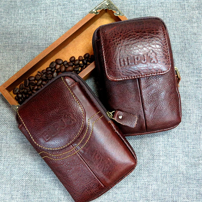 

Fashion Multi-function Phone Coin Card Small Waist Bag Cow Leather Wear-resistant Purse Porta Tarjetas Outdoor Pack