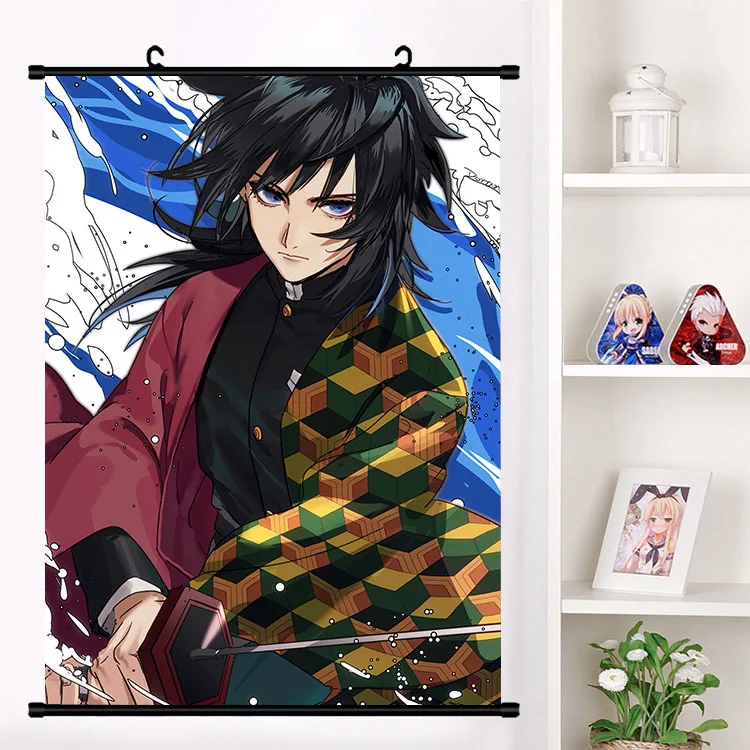 S Аниме демон убийца: Kimetsu no Yaiba Uzui Tengen Rengoku Shinjurou Obanai настенный свиток плакат Настенные подвесные плакаты домашний декор - Цвет: S