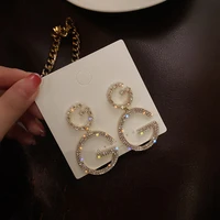 2021 new opal crystal pendant earrings for women simple classic letters hypoallergenic korean earrings jewelry accessories gifts