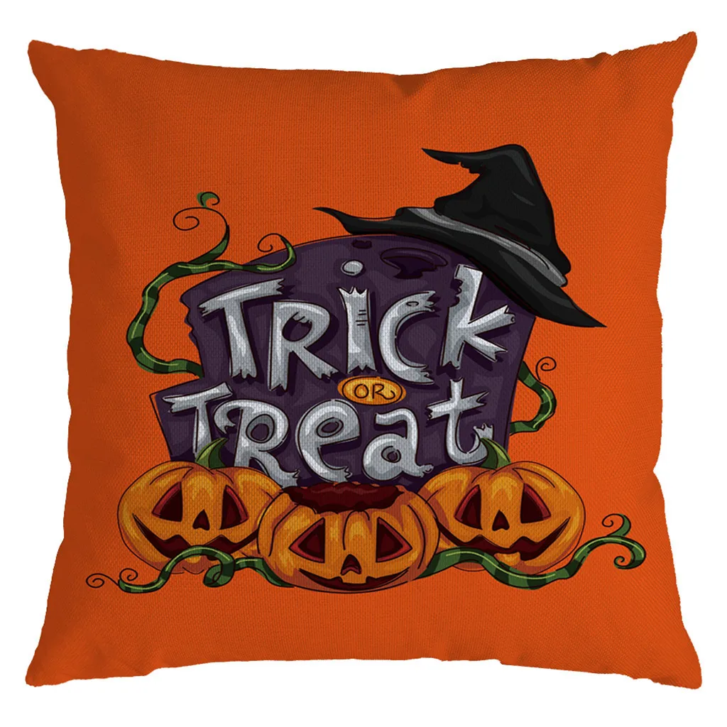 Gajjar Halloween Pumpkin Orange 45X45CM Cushion Cover Linen Farmhouse Decor Pillow Case Home Sofa Car Kussenhoes Cojines | Дом и сад
