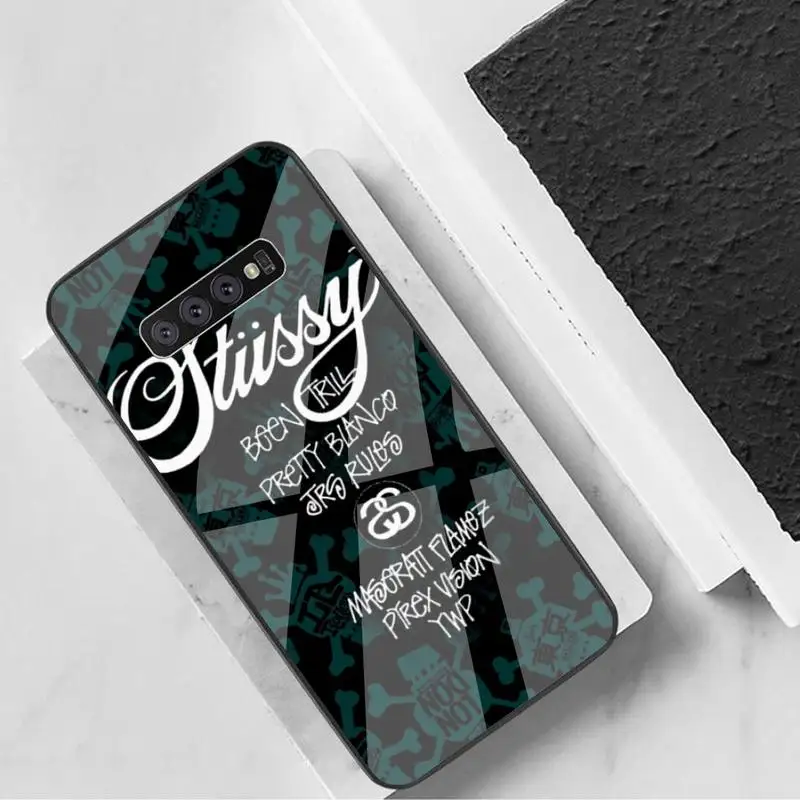 

ZFGHSHYQ The Stsusy Phone Case Tempered Glass For Samsung S6 7 8 9 10 20 Plus Ultra Note8 9 10 10pro