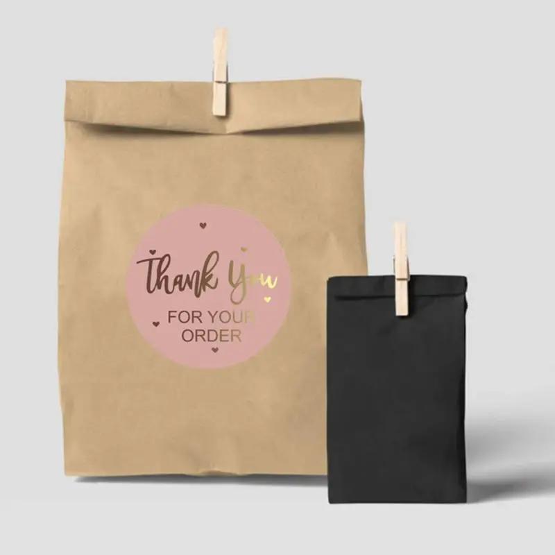 

500pcs Thank You for Your Order Stickers with Gold Foil Round Seal Label Handmae