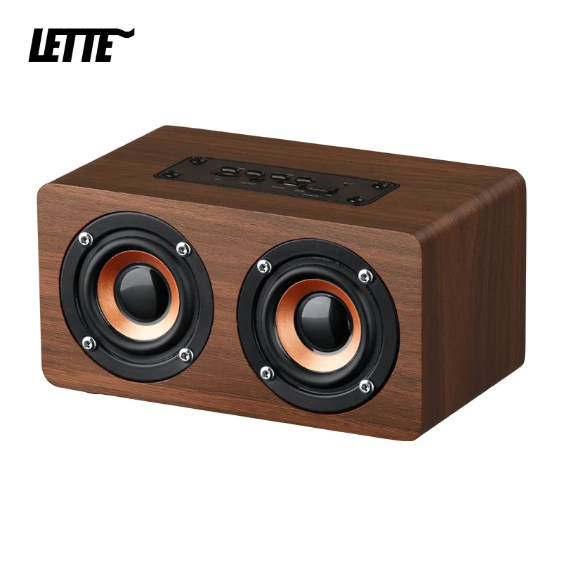 

Bluetooth Wooden Alarm Clock Speaker AUX Input TF Card Playback Wireless Subwoofer Portable Bass Column