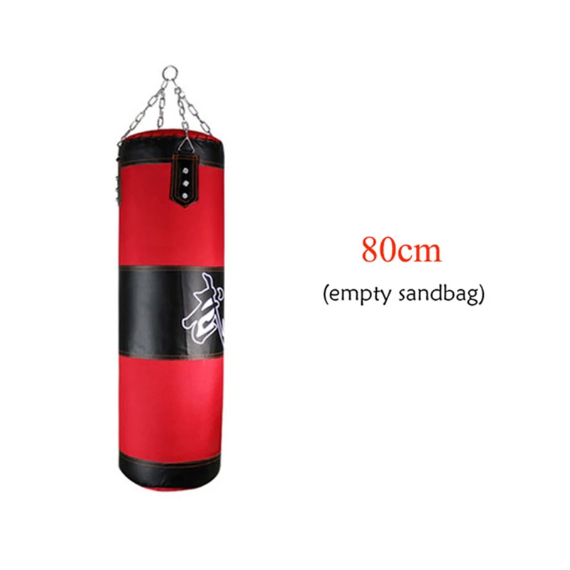 80cm-chain 60 см/80 см/100 см/120 см тренировочный фитнес-боксерский мешок пустой спортивный кик-мешок с песком Муай Тай боксер для тренажерного зала Тяжелая боксерская дрель - Цвет: 80cm-chain