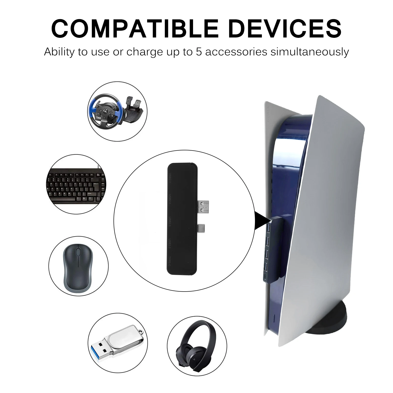 Адаптер-удлинитель HD с 4 USB-портами для PS5 PS4 PS3 ПК PlayStation | Электроника