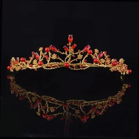 fashion vintage baroque luxury crystal vine ab bridal crown tiaras red diadem tiaras for women bride wedding hair accessories