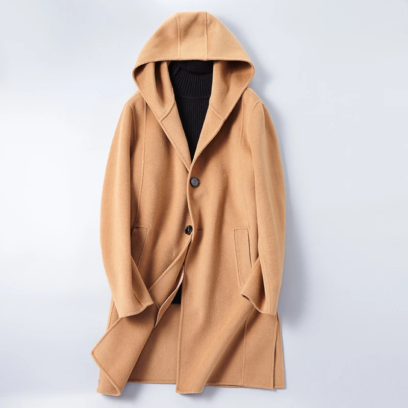 

Мужское зимнее пальто с капюшоном, новинка 2021, однотонное черное пальто цвета хаки, куртка, популярное в США классическое длинное пальто, му...