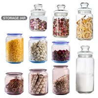 transparent glass sealed jar candy tea grain coffee beans snacks storage tank food container with lids kitchen storage bottle