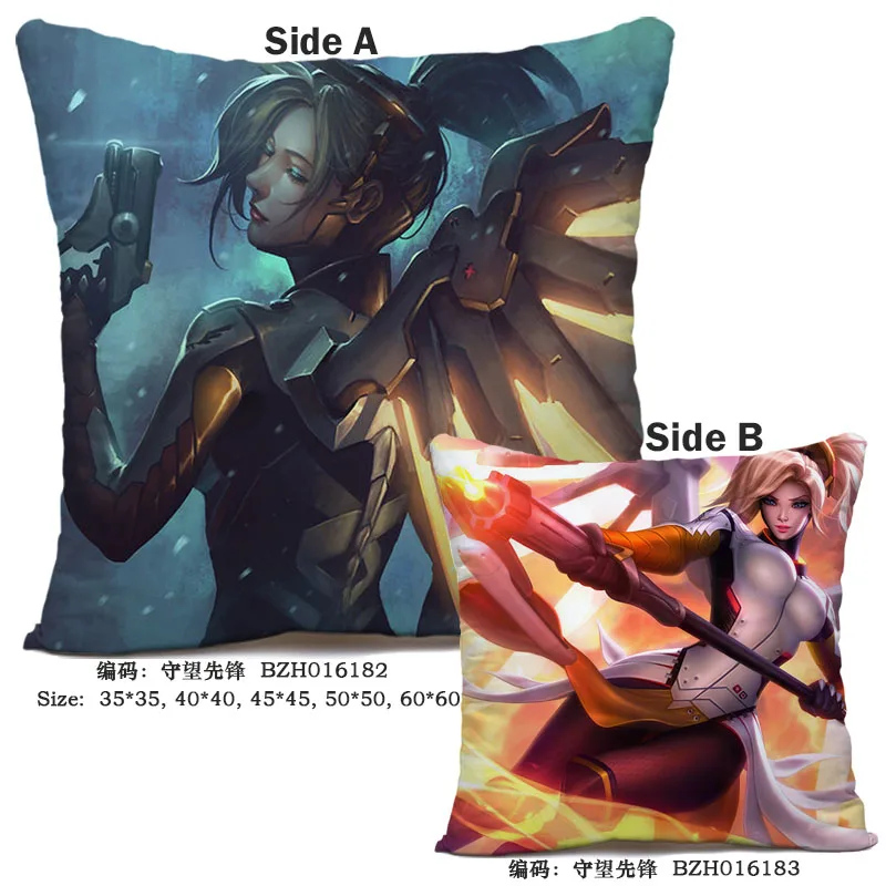 8 45X45 см аниме игра Overwatch наволочка OW dva Mercy Mei Hanzo Genji Reaper Dakimakura Чехол 3D двухсторонний принт наволочка - Цвет: 8