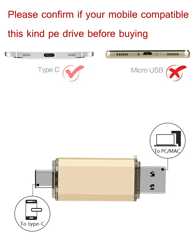 USB 3,0 type-C OTG USB флеш-накопитель 128 Гб 64 Гб Флешка 32 Гб 16 Гб Флешка 8 ГБ 4 ГБ карта памяти, Флеш накопитель USB ключ для Android/PC