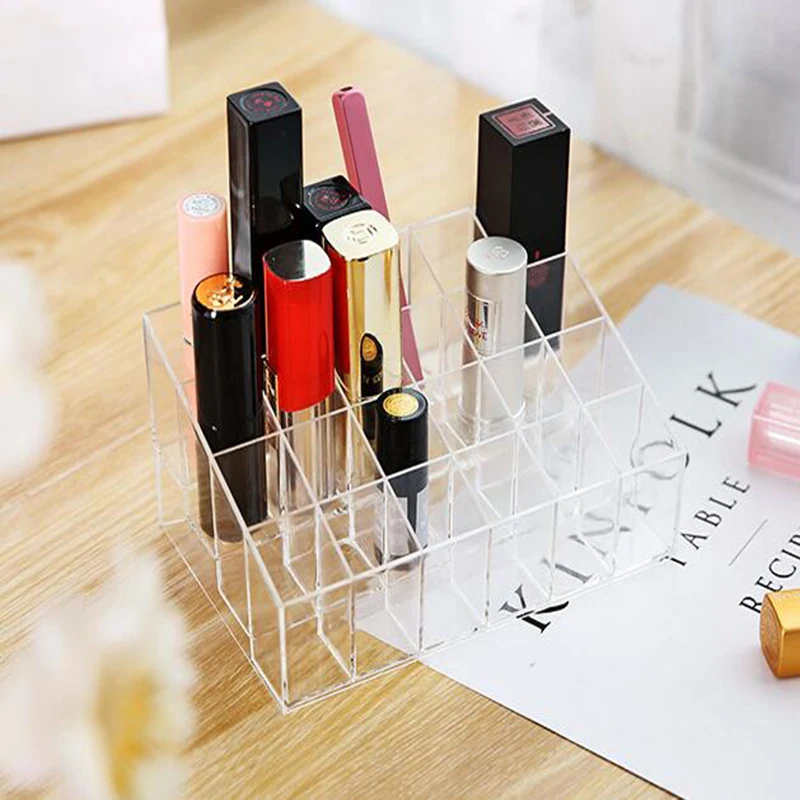 Прозрачная коробка для хранения помады 24 Сетки прозрачная подставка косметики