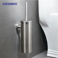 COOANHO Toilet Brush Holder Wall-Mounted, SUS304 Stainless Steel Toilet cleaning kit Toilet Brush for Bathroom (Brushed)