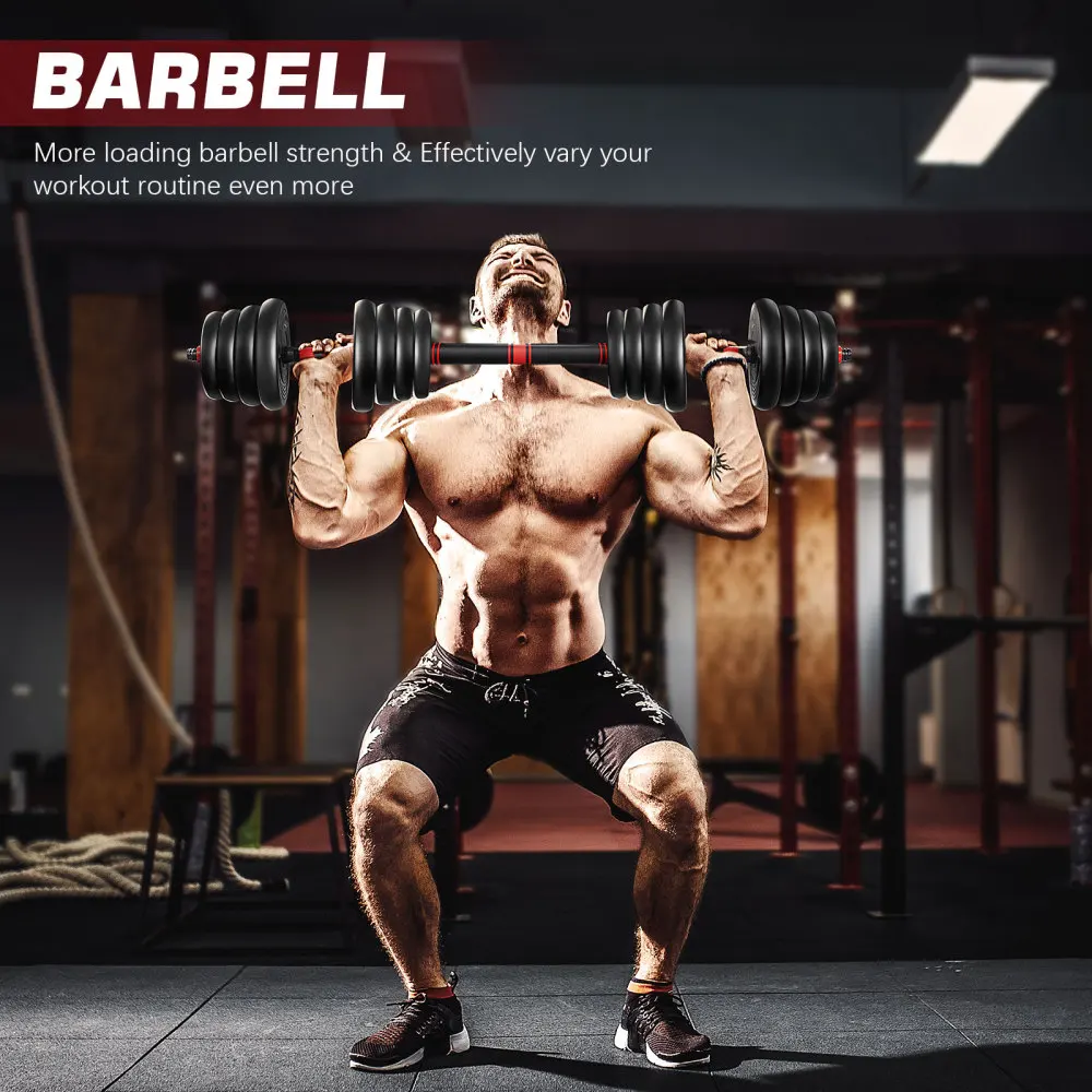 

MOVTOTOP 2-in-1 Adjustable Dumbbell Set Barbell Exercise Fitness Equipment Sport Supplies for Building Body Losing Weight