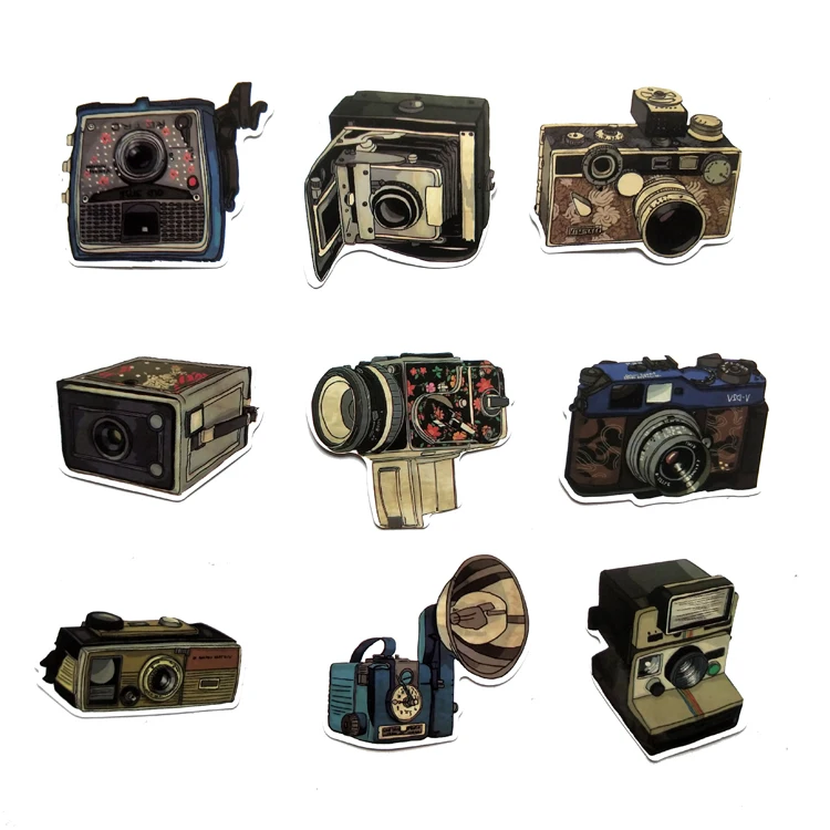 9 шт. ПВХ ностальгическая камера крутая граффити Автомобильная наклейка чемодан