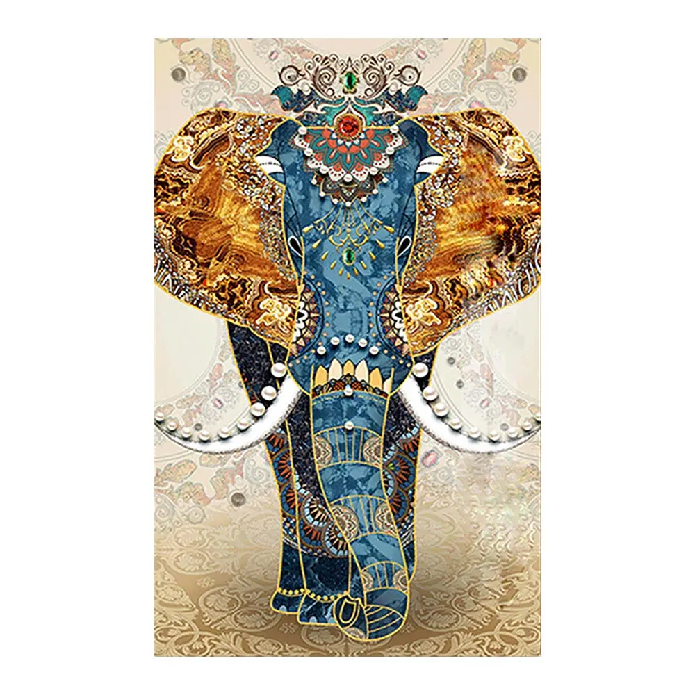 Художественная картина со слоном и бриллиантом полная круглая вышивка в виде