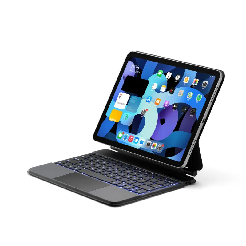 

Чехол-накладка для iPad Pro 11, 2021, 2020, 2018, Air 4, 10,9, ультратонкий, магнитный, беспроводная Bluetooth-клавиатура с подсветкой и сенсорной панелью