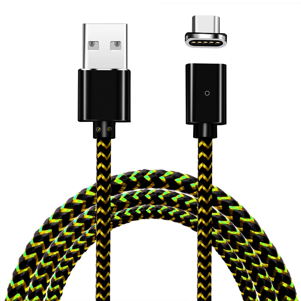 Micro USB Магнитный кабель Quick Charge 3.0A type C USB кабель телефонный кабель для быстрой зарядки Шнур для iphone samsung USB C кабель - Цвет: Type C Gold