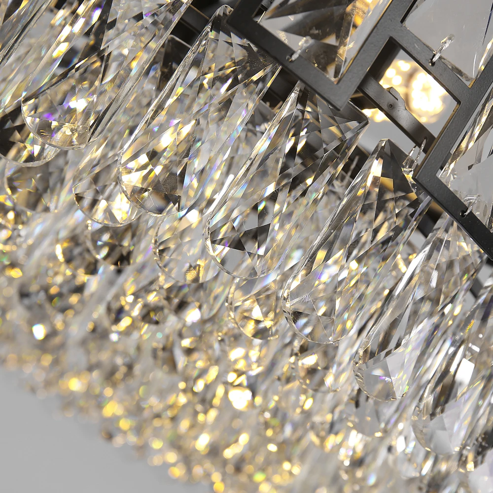 

Modern Crystal Chandelier for Living Room Dining Room Black Light Round Lustre Led Chandeliers Kitchen Bedroom Indoor Lighting