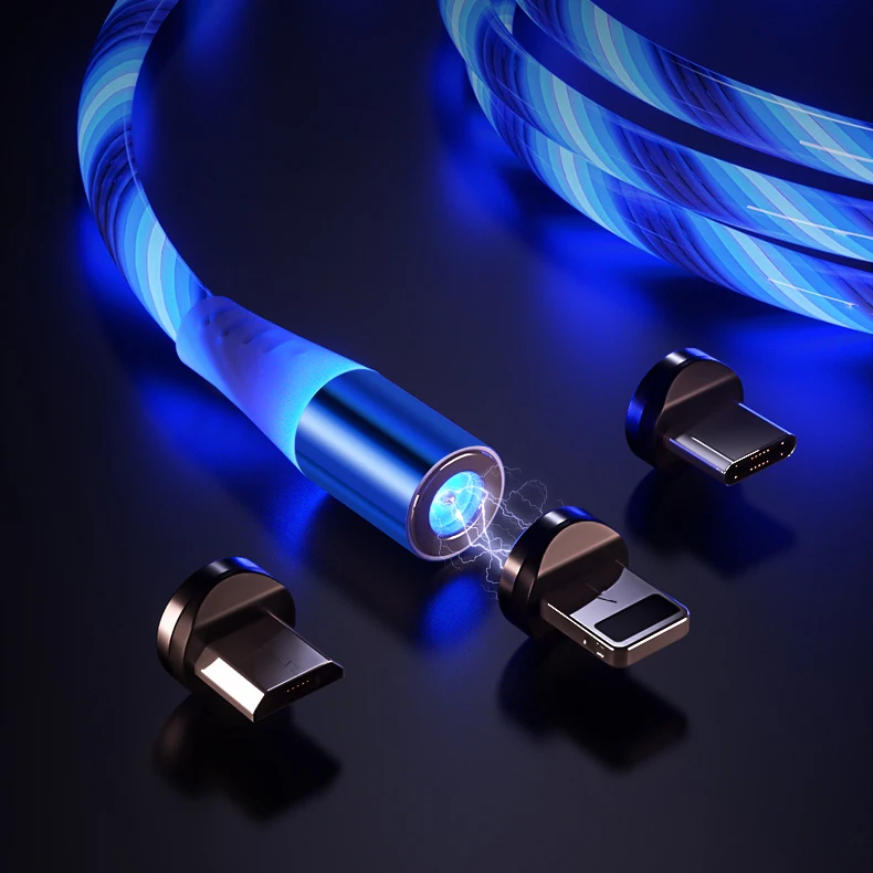 2.4A светодиодный легкий магнит type C Micro USB кабель для Xiaomi huawei Iphone Магнитный кабель для быстрой зарядки шнур для зарядного устройства USB C кабель для передачи данных