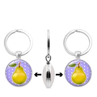 double sided photo fruit keychain print photo cherry and pear gifts for family and friends