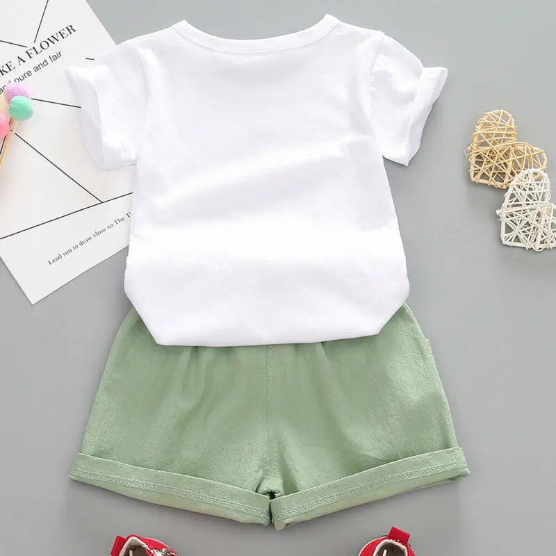 

2 Pcs Kids' Summer Watermelon Print Lovely T Shirt and Trousers Comfortable Clothes