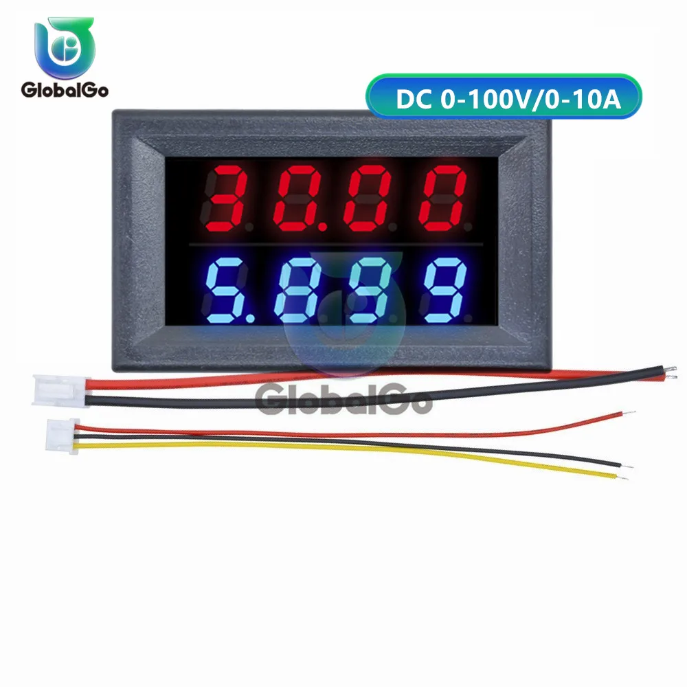 Red Blue 3 шт. постоянного тока 100 в 200 в 10 А Вольтметр Амперметр синий+ красный светодиодный дисплей Amp двойной цифровой вольт напряжение измеритель тока Калибр Тестер Открытый - Цвет: Red Blue