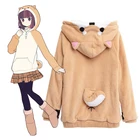 Японские кавайные толстовки для косплея в стиле Харадзюку, женские свитшоты с ушками, милый костюм с капюшоном в стиле аниме