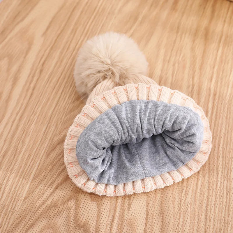 Зимняя однотонная модная Шапка-бини для девочек теплые вязаные шапки мальчиков