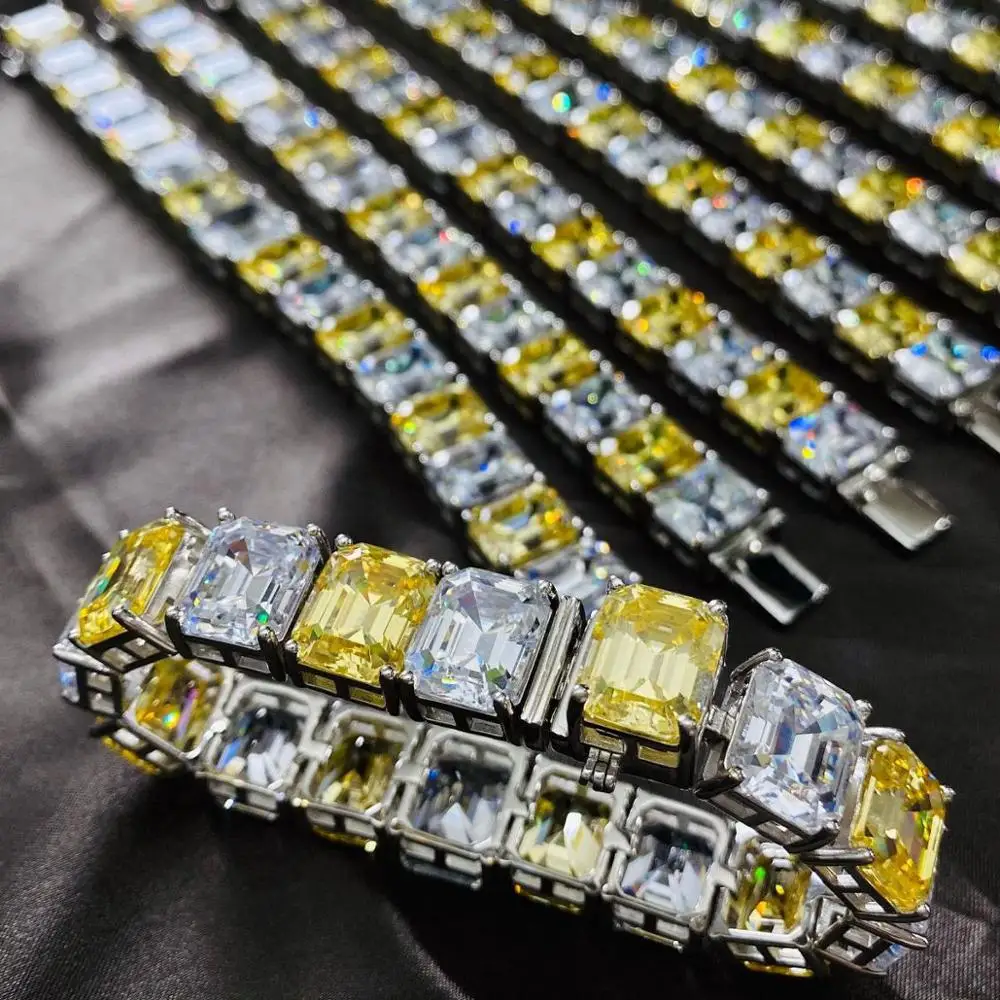 

Браслет женский из серебра 100% пробы, с цитрином, муассанитом