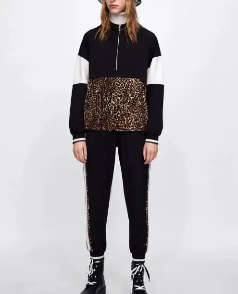 Осенне-зимние женские толстовки в стиле пэчворк с леопардовым принтом