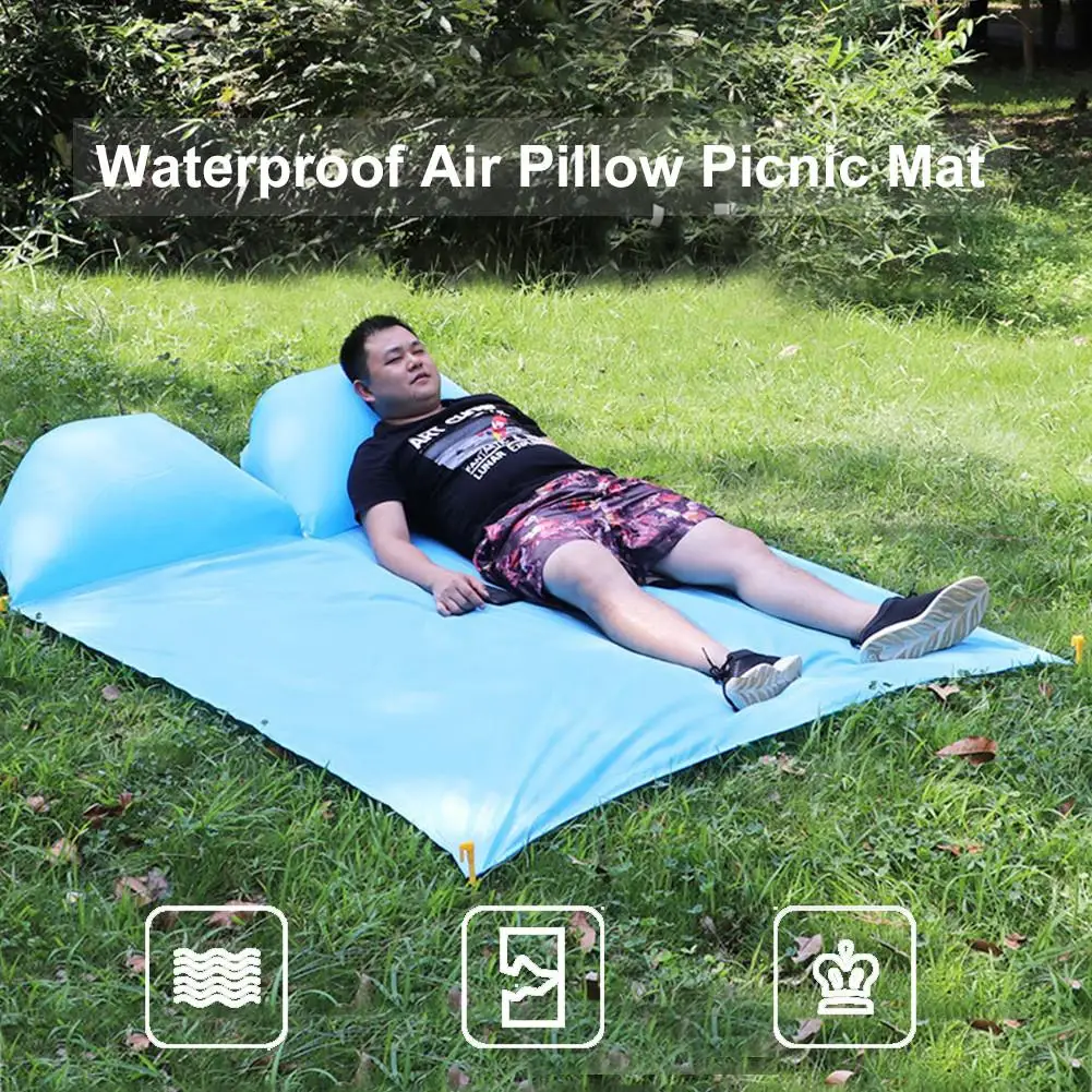 Водонепроницаемый надувной коврик напольный для сна с подушкой пикника кемпинга