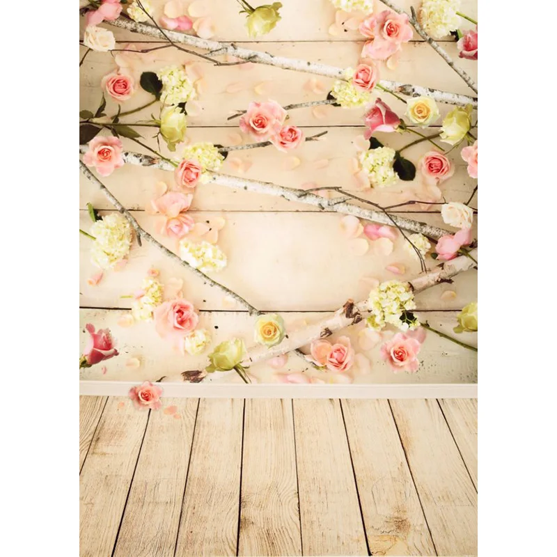 

SHUOZHIKE Vinyl Custom Photography Backdrops Prop Flower and wood planks Theme Photography Background LCJD-179