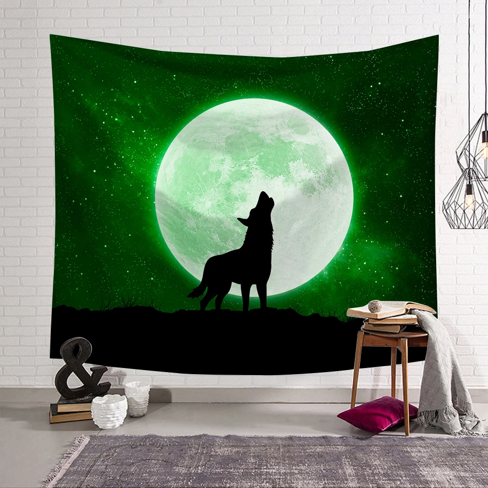 GRIDILANGO индивидуальные Луна Ночной Волк гобелен настенный животное Силуэт