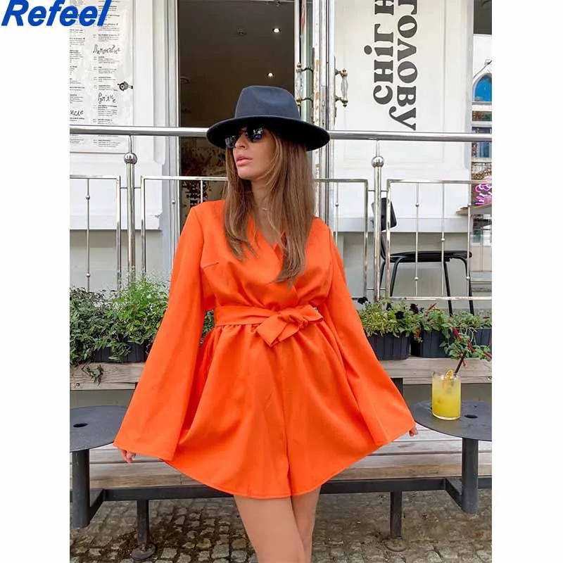 

Women cross v neck solid color casual kimono jumpsuits ladies sashes Conjoined shorts chic long sleeve party siamese playsuit