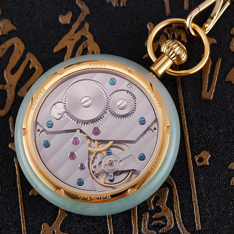 

LUXURY BRAND CLASSIC WOMEN POCKET WATCH NATURAL JADE MECHANICAL MEN CLOCK FASHION POPULAR CLASSIC HIGH QUALITY TOP FEMALE CLOCK