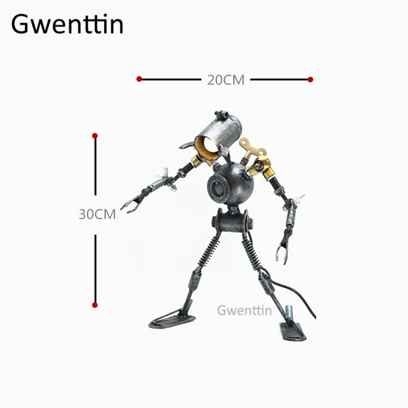 Лофт промышленная труба робот настольные лампы Винтаж Ретро железная