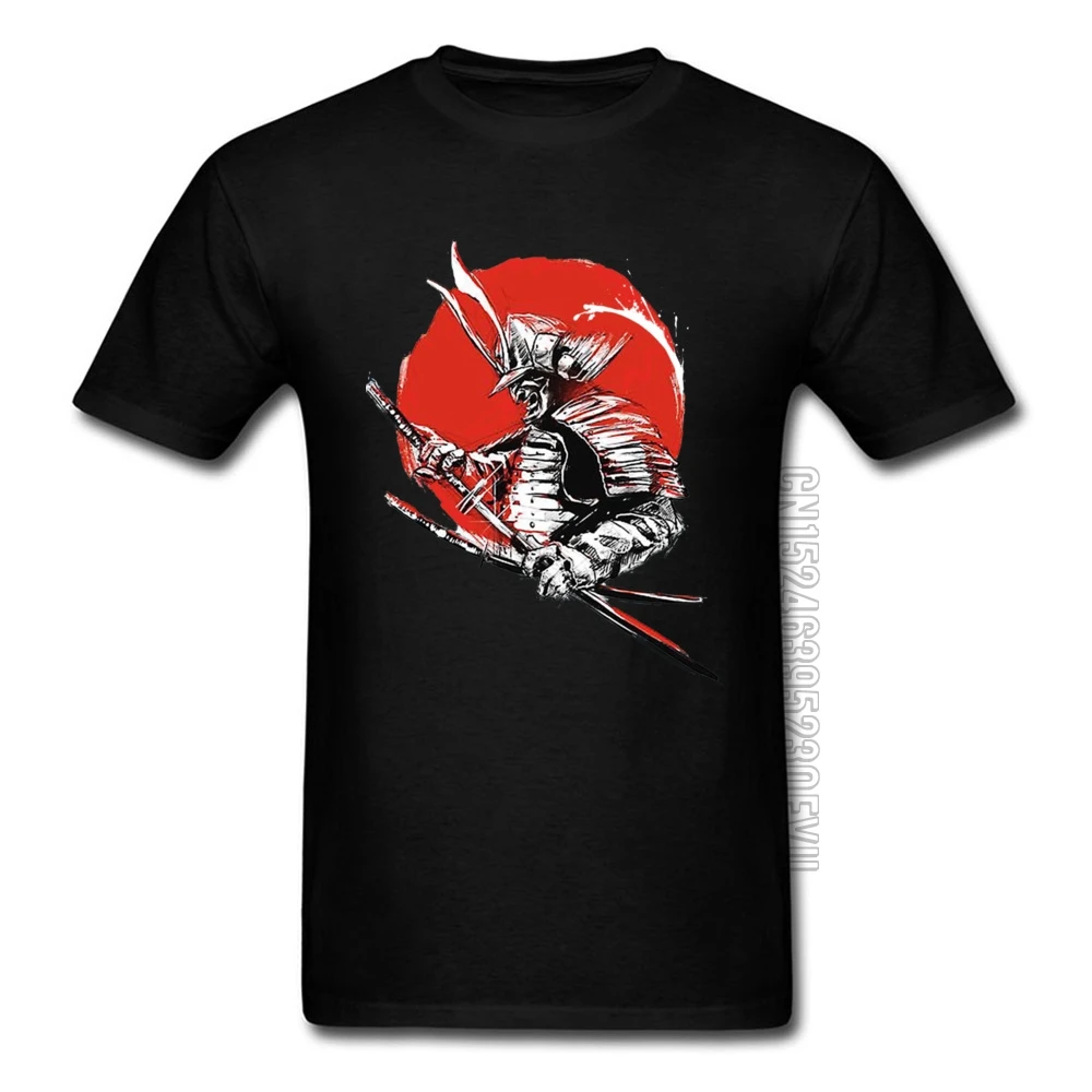 Черные футболки Bushido Sunset Samurai Warrior Японский топ и Хлопковые с круглым вырезом
