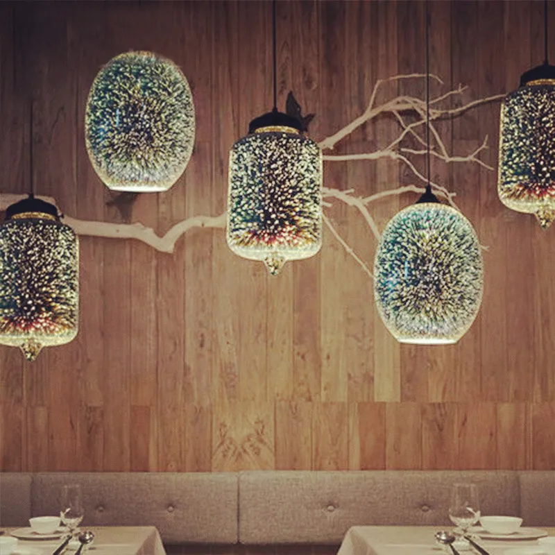 Modern Design Glass 3D LED Pendant Lights Colorful Nordic Starry Sky Pendant Lamp Kitchen Fixtures Living Room Indoor Decor