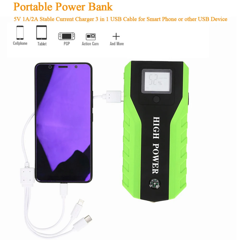 

Multi-Function Starting Device Car Jump Starter Power For 20000mAh