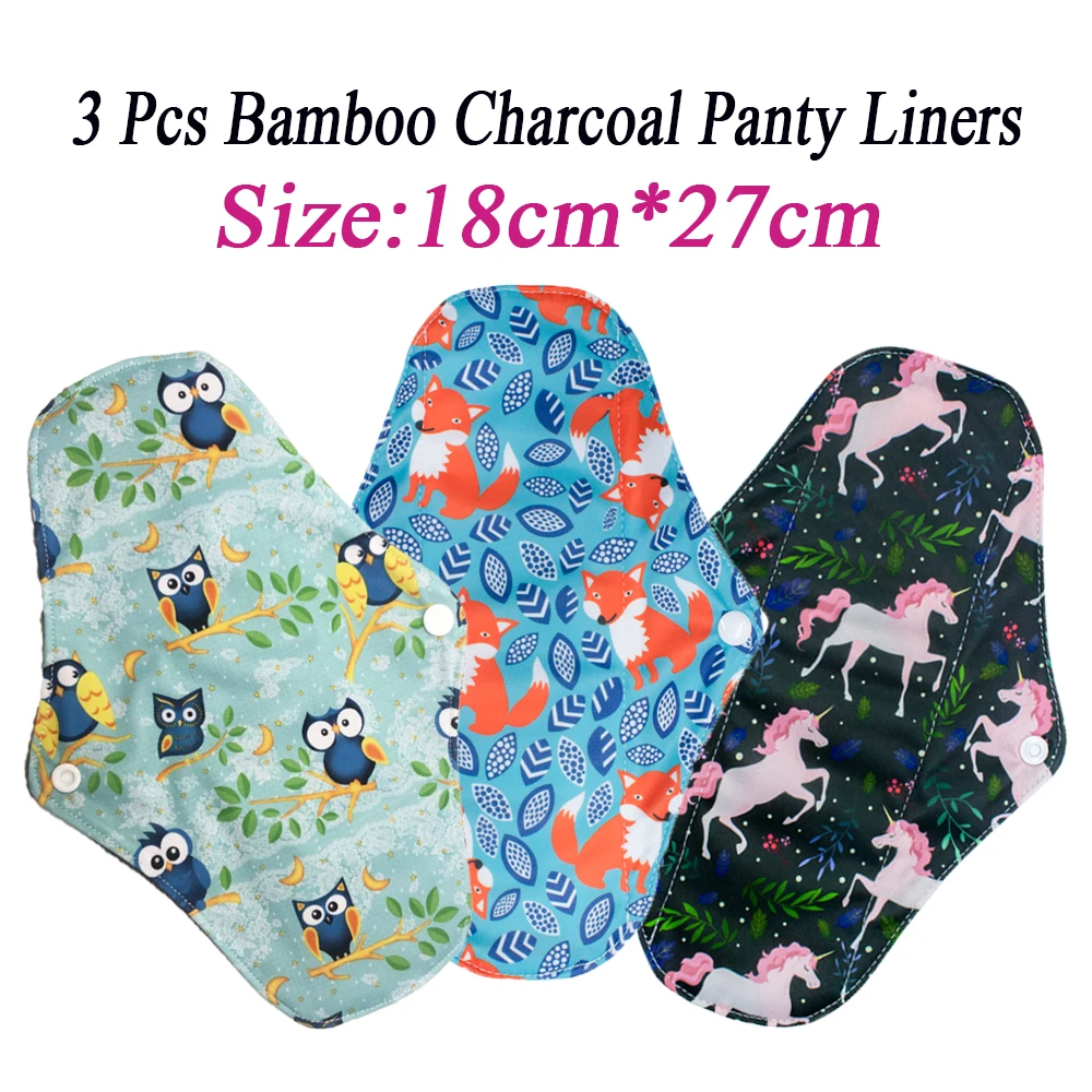 

3 Pcs Reusable Woman Pads Bamboo Charcoal Pads Sanitary Pads Washable Panty Liner Mama Maternity Daily Use Menstrual Cotton