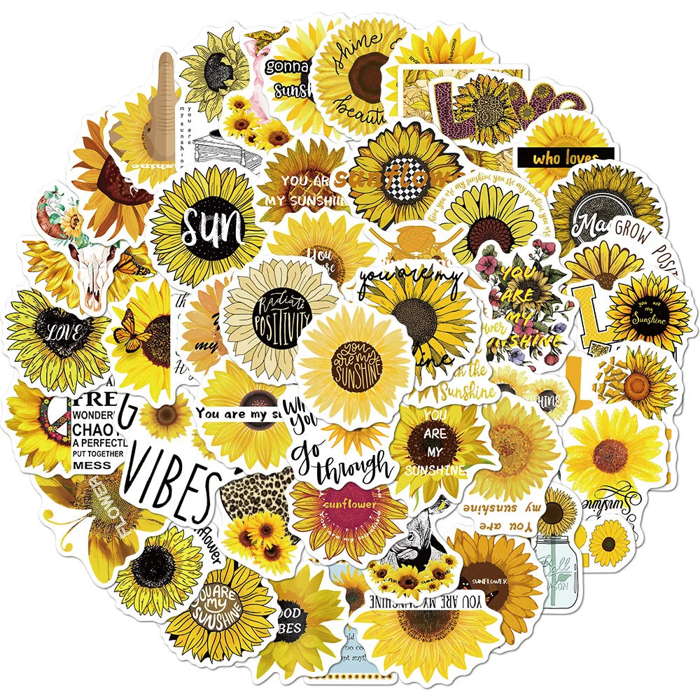 

10/30/50pcs Vsco Girls Sunflower Stickers Flower Graffiti DIY Sticker Toy Scrapbook Laptop Guitar Phone Car Suitcase Bike Decals