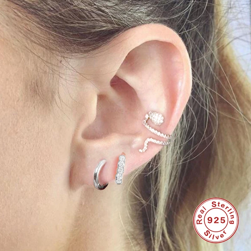 

925 Sterling Silver Minimalist Huggie Hoop Earrings For Women Gold Tiny Round Earring Small Ear Buckle Men Punk Earring Jewelry