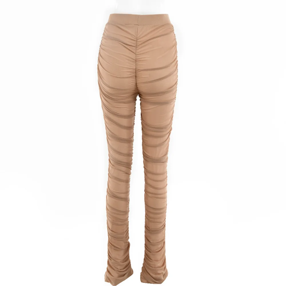 

Stacked Pants Women Slim High Waist Sweatpants Pleated Bell Bottom 2021 Summer Cargo Pants Ladies Pencil Leggings Sport Trousers