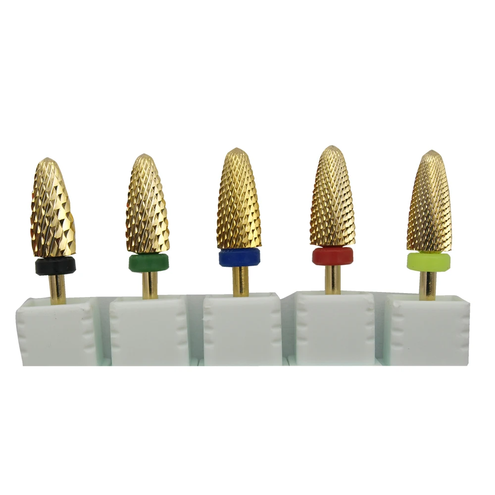 Easy Nail  1pcs Gold Coated Safety Cutter Carbide Nail Art Drill Bit For Electric Manicure Machine Accessories Tools