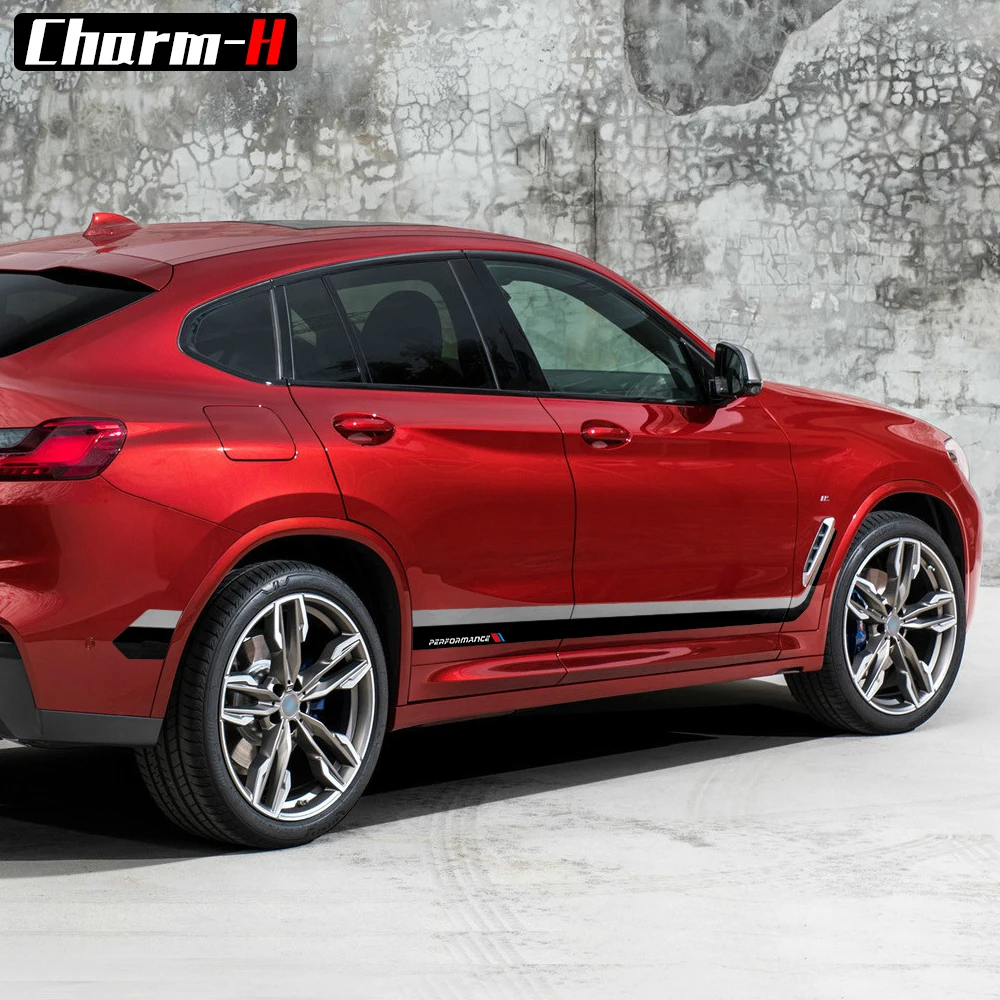 2 шт. черно серые наклейки на боковые полоски для BMW X4 G02 2018 настоящие