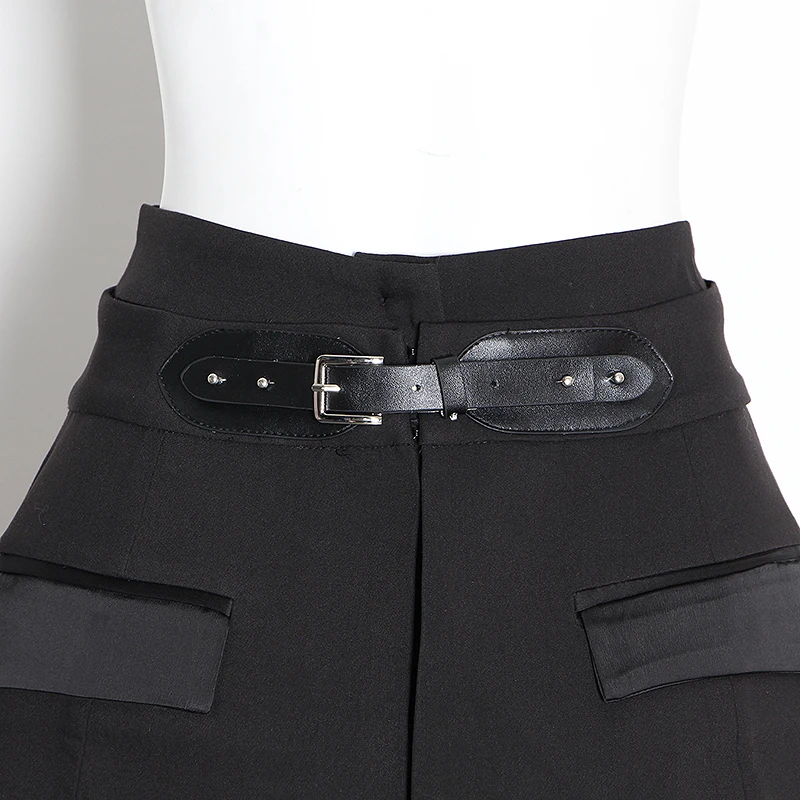 TWOTWINSTYLE Streetwear Irregular Trousers For Women High Waist With Sashes Straight Pants Female Spring Fashion New 2020